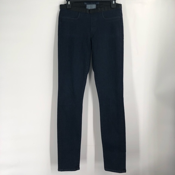 HELMUT LANG Skinny Jeans Pull On Stretch Denim Black Waistband 28 Made in USA - Picture 2 of 9